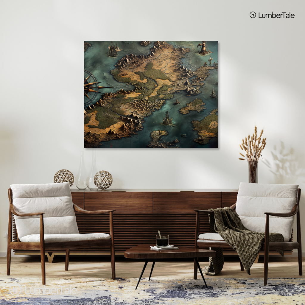 Treasure Quest – Vintage Explorer Map Stretched Canvas