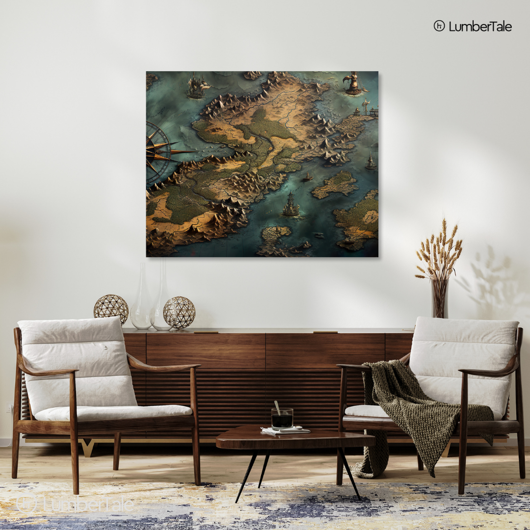 Treasure Quest – Vintage Explorer Map Stretched Canvas