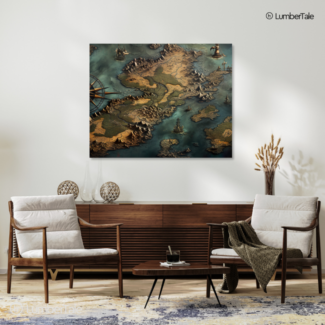 Treasure Quest – Vintage Explorer Map Stretched Canvas Hover Image