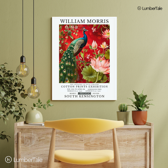 William Morris Peacock & Lotus – Stretched Canvas Hover Image