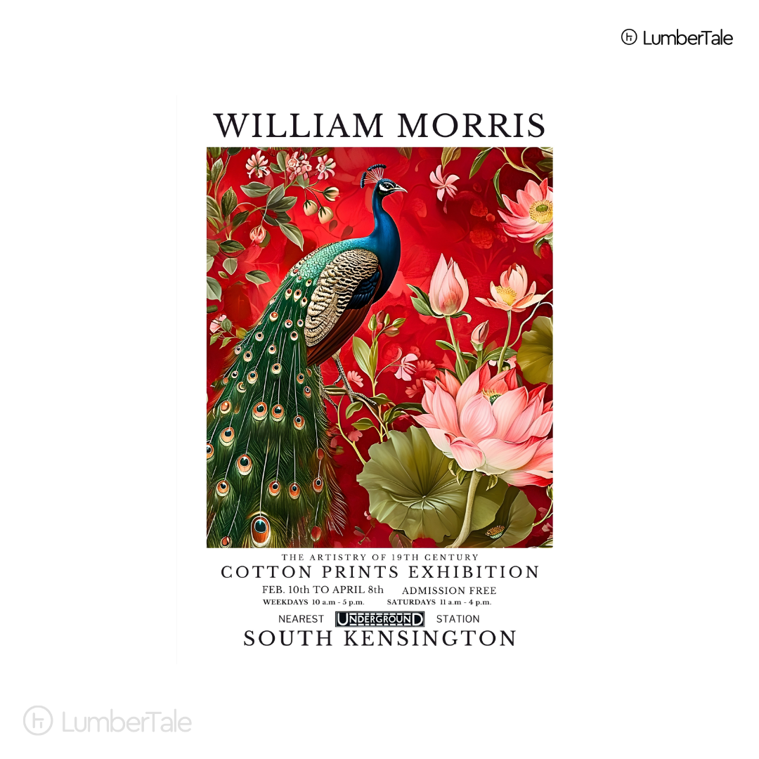 William Morris Peacock & Lotus – Stretched Canvas