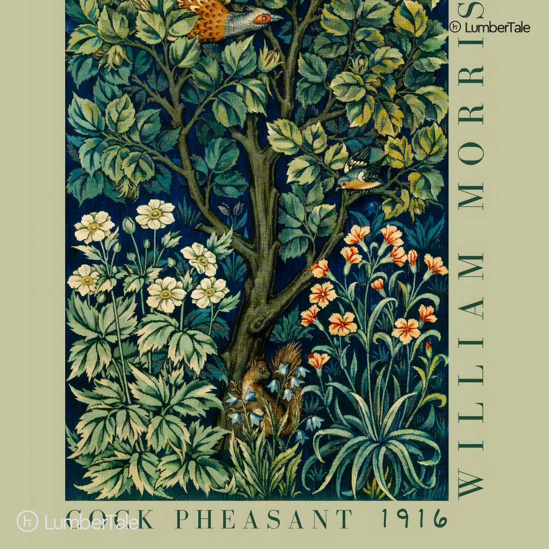 William Morris Cock Pheasant & Foliage (1916) – Stretched Canvas