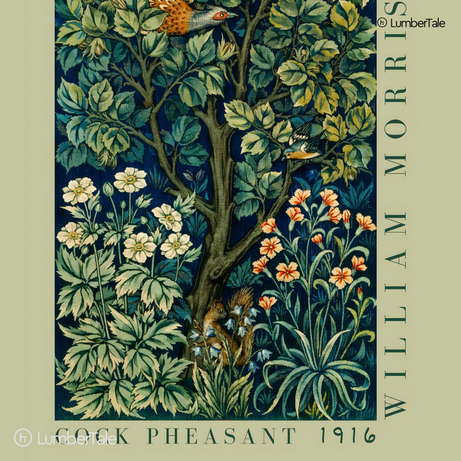 William Morris Cock Pheasant & Foliage (1916) – Stretched Canvas Main Image