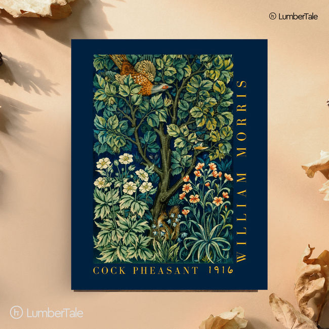 William Morris Cock Pheasant & Foliage – Stretched Canvas Hover Image