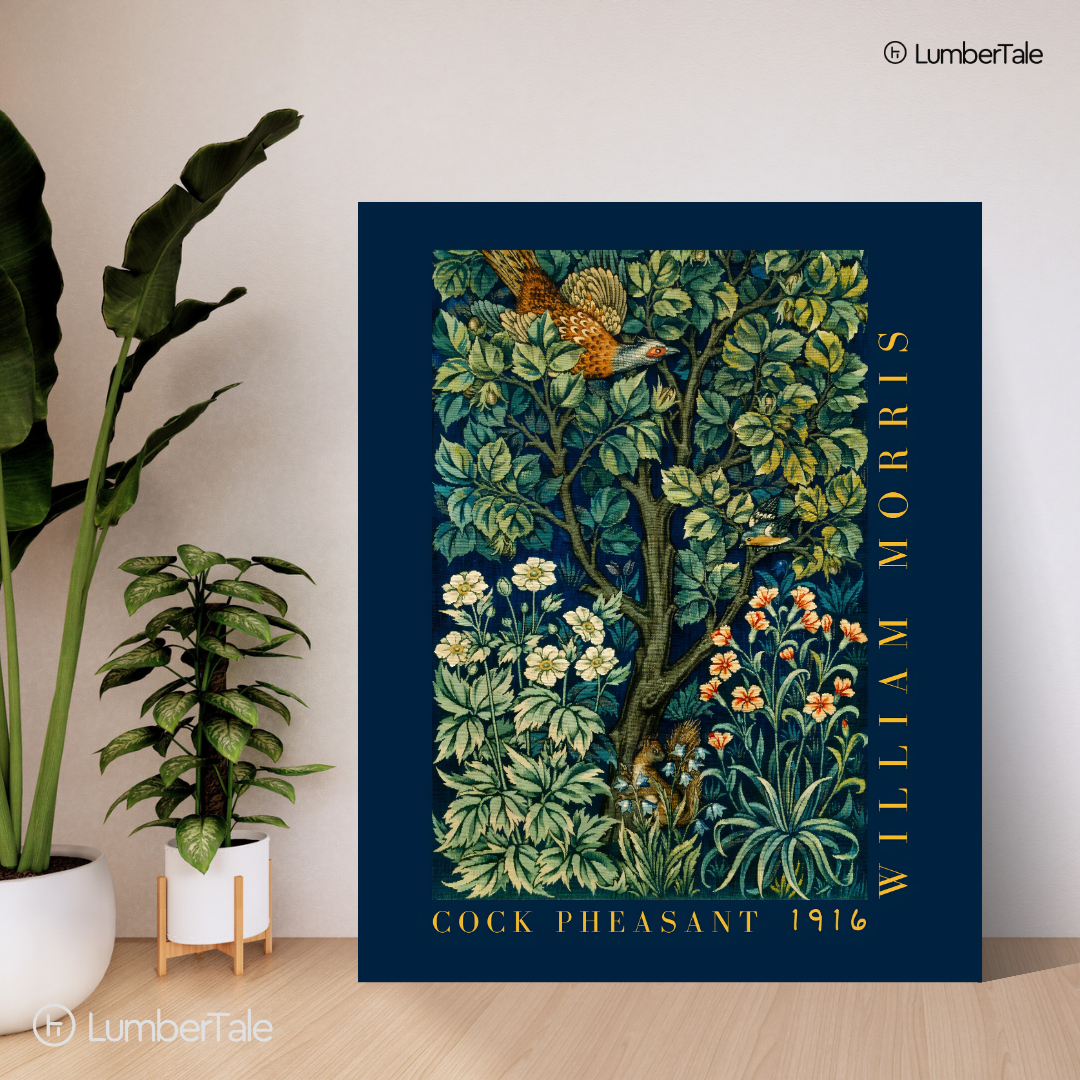 William Morris Cock Pheasant & Foliage – Stretched Canvas