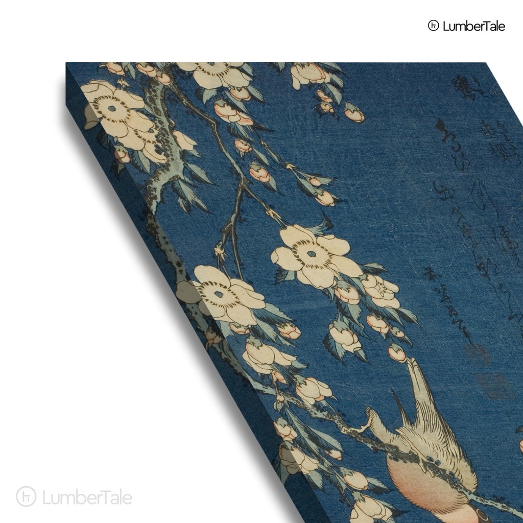 Blossoms & Brushstrokes - Sakura Dreams On Indigo - Stretched Canvas For Reading Nooks Zen Corners Art-Loving Souls