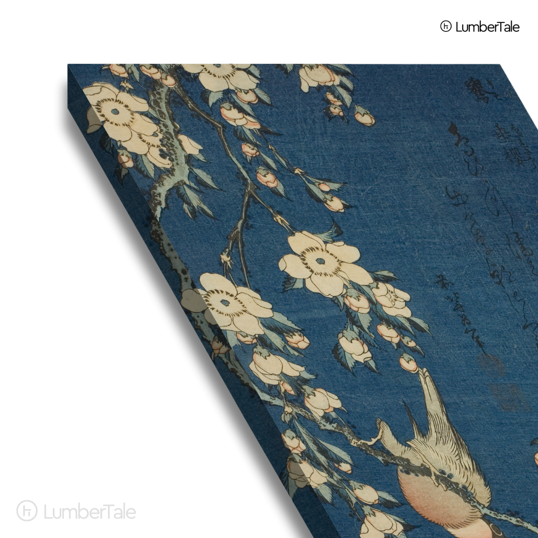 Blossoms & Brushstrokes - Sakura Dreams On Indigo - Stretched Canvas For Reading Nooks Zen Corners Art-Loving Souls