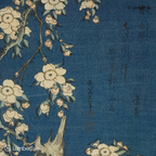 Blossoms & Brushstrokes - Sakura Dreams On Indigo - Stretched Canvas For Reading Nooks Zen Corners Art-Loving Souls