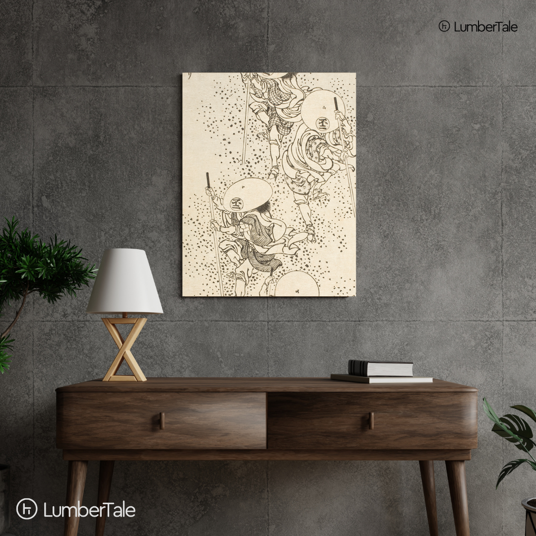 Running With Ink - Samurai in a Snowstorm - Stretched Canvas For Studio Walls Minimal Corners Creative Minds