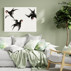 Flight Club - Minimal Swallows With Big Energy - Stretched Canvas For Cozy Corners Calm Rooms Thoughtful Walls