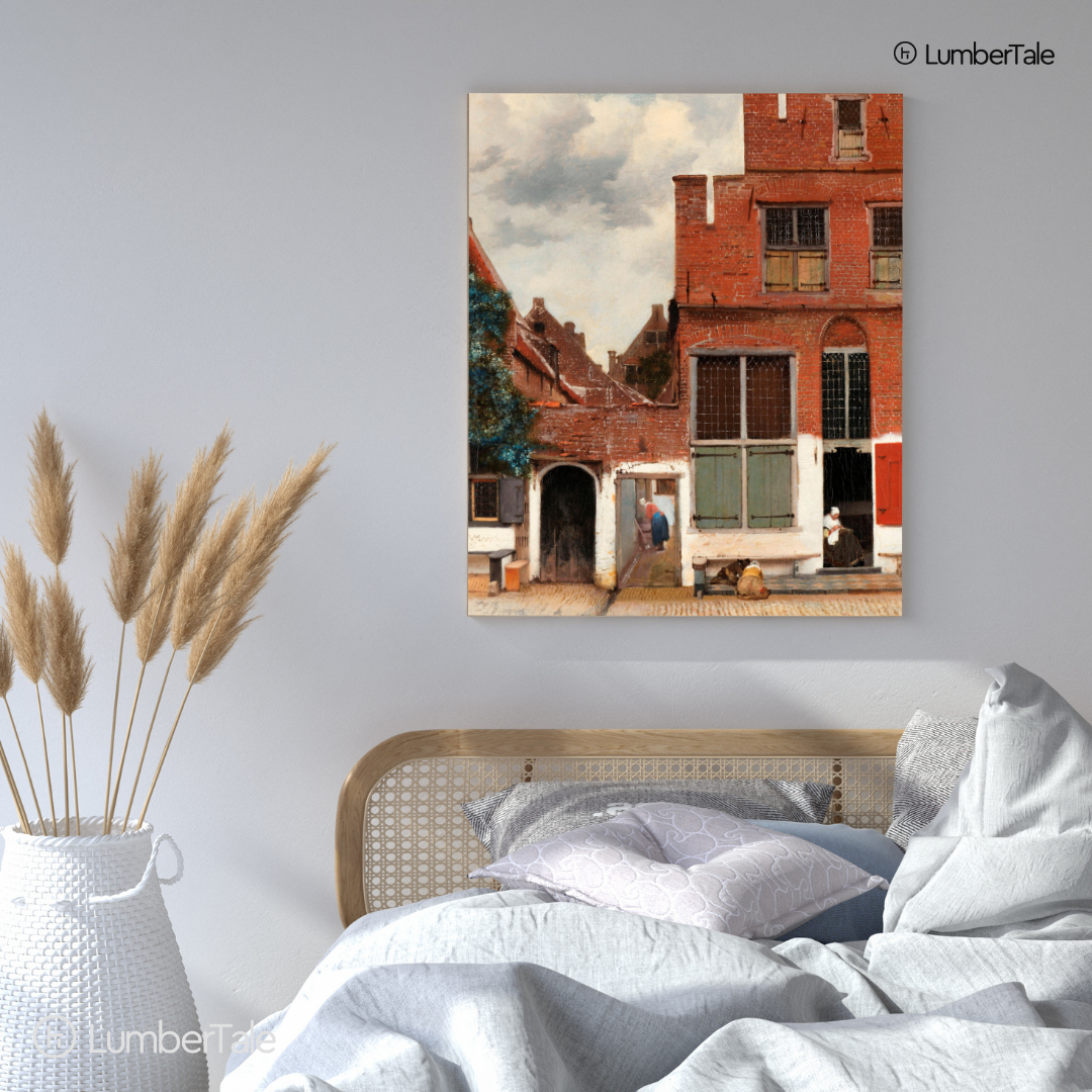 Windows, Women & Whispered Chores - Dutch Streetlife Snapshot - Stretched Canvas For Reading Nooks Study Corners Chill Walls