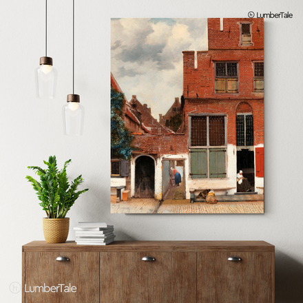Windows, Women & Whispered Chores - Dutch Streetlife Snapshot - Stretched Canvas For Reading Nooks Study Corners Chill Walls