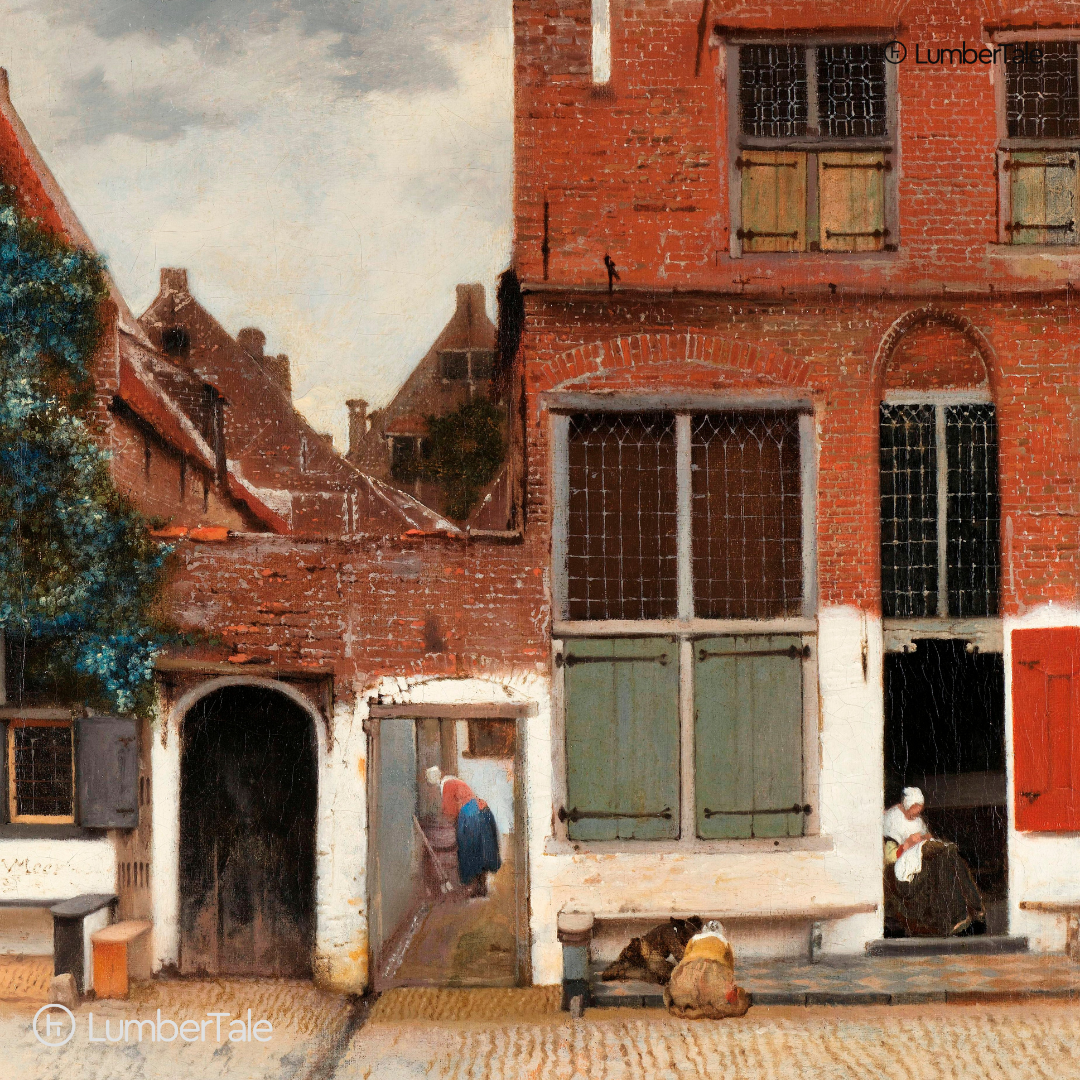 Windows, Women & Whispered Chores - Dutch Streetlife Snapshot - Stretched Canvas For Reading Nooks Study Corners Chill Walls