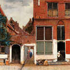 Windows, Women & Whispered Chores - Dutch Streetlife Snapshot - Stretched Canvas For Reading Nooks Study Corners Chill Walls