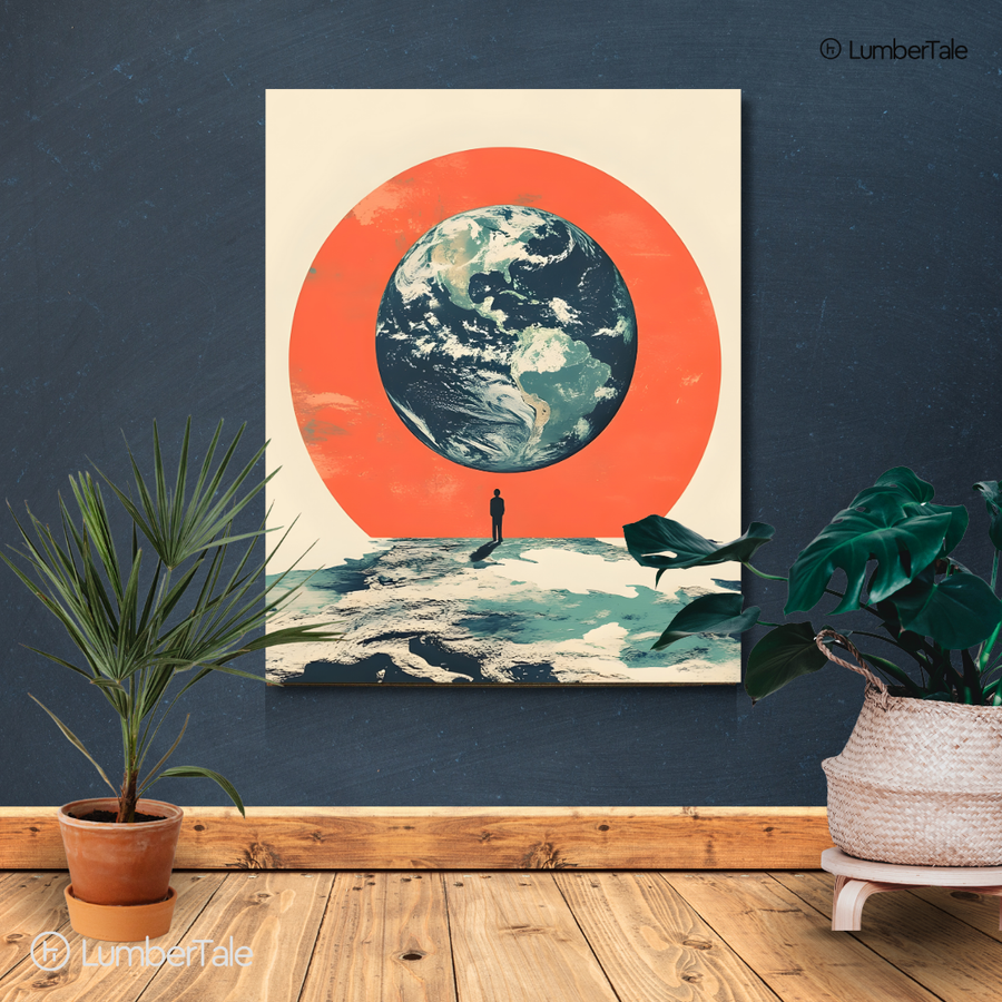 Alone With the Whole Damn Planet - Cosmic Perspective Vibes - Stretched Canvas For Work Desks Thinkers Corners Existential Walls