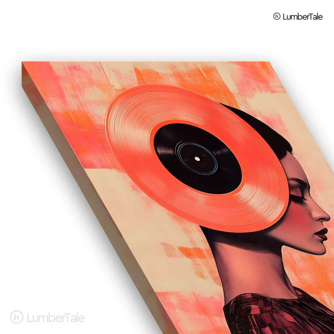 Vinyl State of Mind - Retro Beats x Femme Fierce - Stretched Canvas For Music Corners Studio Walls Statement Spaces