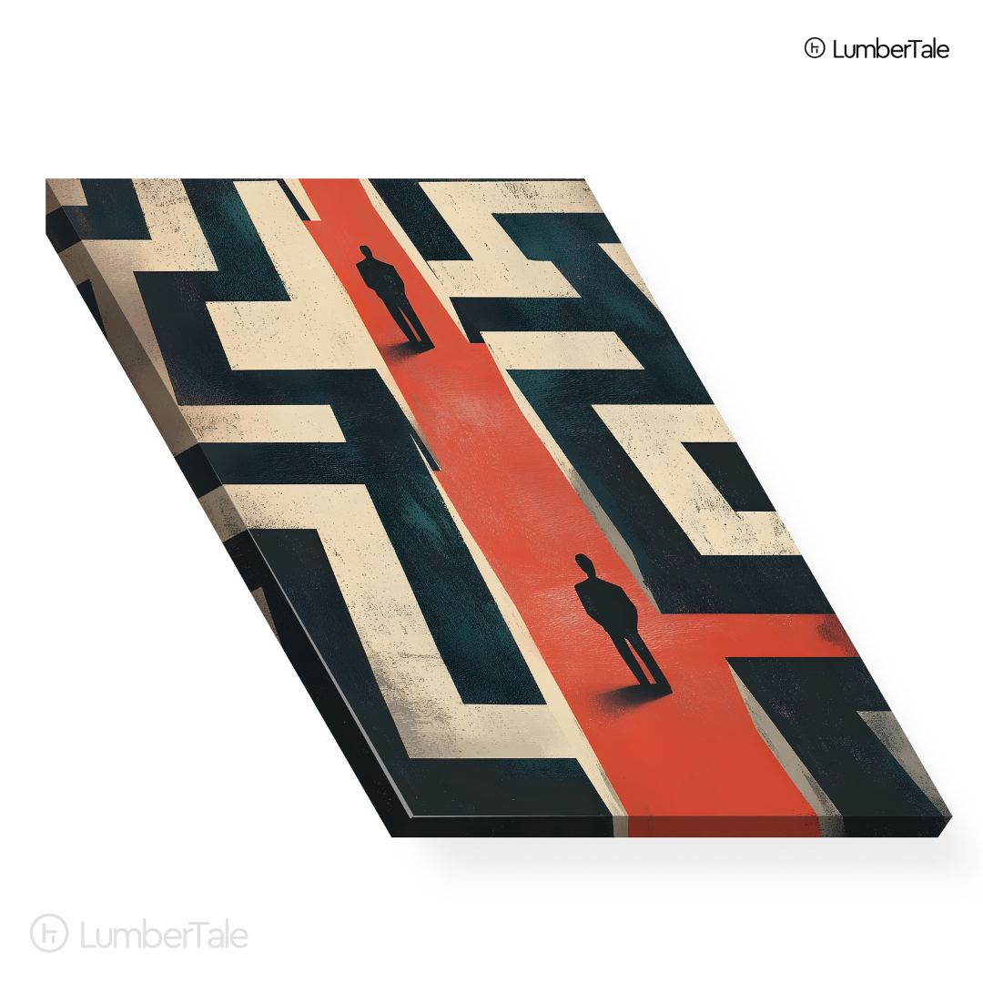 Power Moves & Dead Ends - Executive Labyrinth Vibes - Stretched Canvas For Offices, Bold Entryways, Strategic Corners