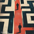 Power Moves & Dead Ends - Executive Labyrinth Vibes - Stretched Canvas For Offices, Bold Entryways, Strategic Corners
