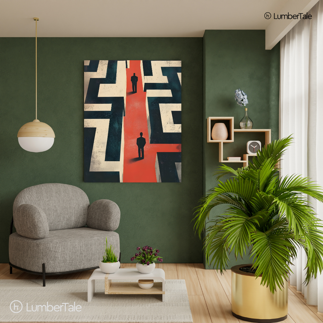 Power Moves & Dead Ends - Executive Labyrinth Vibes - Stretched Canvas For Offices, Bold Entryways, Strategic Corners