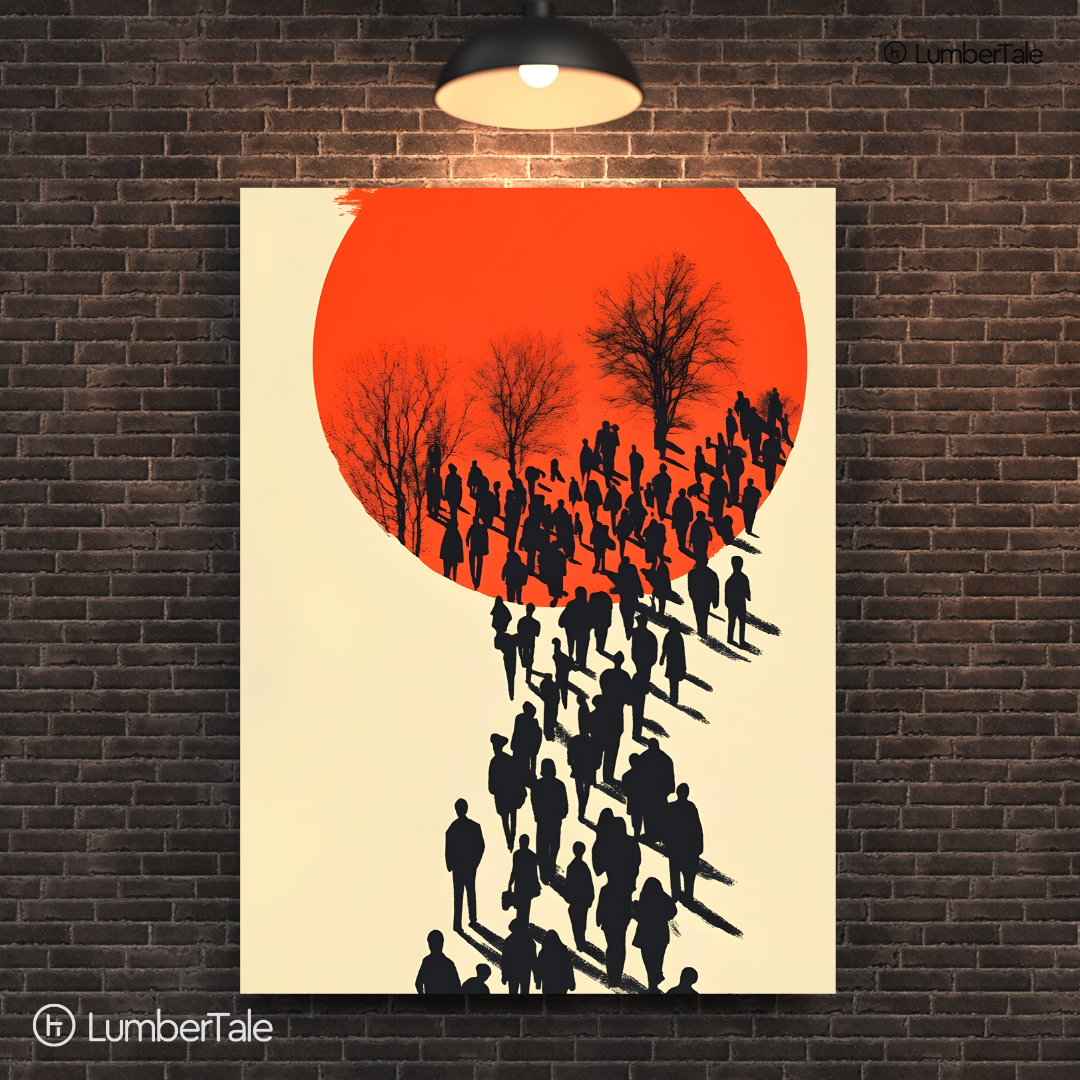 March to the Red Moon - Shadows, Strangers & Silence - Stretched Canvas For Hallways, Think Spaces, and Bold Entry Walls