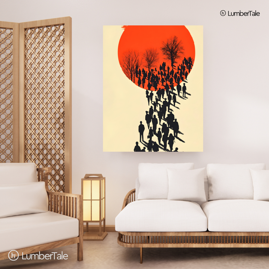 March to the Red Moon - Shadows, Strangers & Silence - Stretched Canvas For Hallways, Think Spaces, and Bold Entry Walls