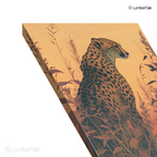 Solstice Sentinel – Cheetah in the Amber Stillness – Stretched Canvas for Earthy Interiors, Nature-Inspired Walls & Curated Silence