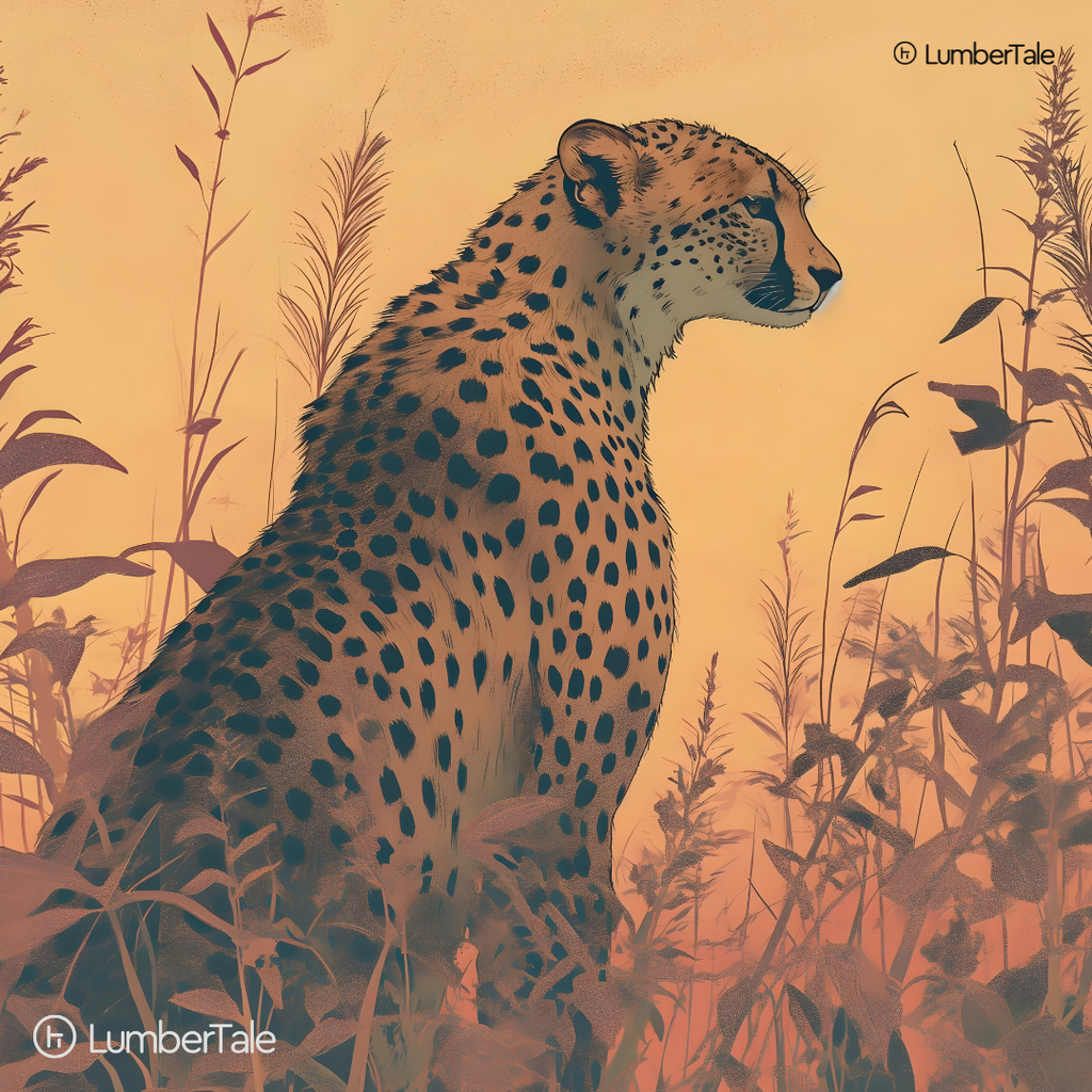 Solstice Sentinel – Cheetah in the Amber Stillness – Stretched Canvas for Earthy Interiors, Nature-Inspired Walls & Curated Silence