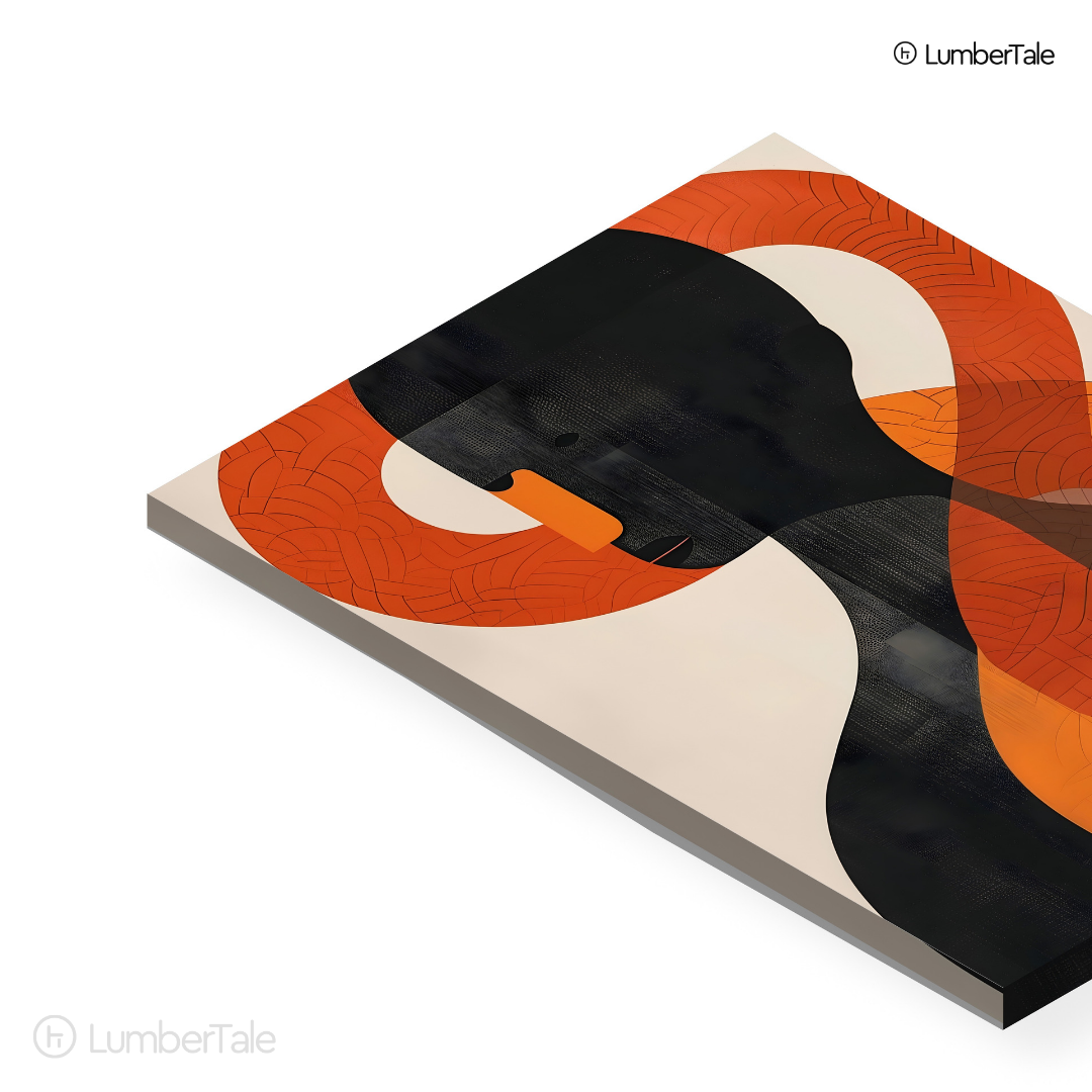 The Quiet Geometry of Thought – Abstract Silhouette in Burnt Orange & Onyx – Stretched Canvas for Modern Studios, Curated Galleries & Reflective Spaces