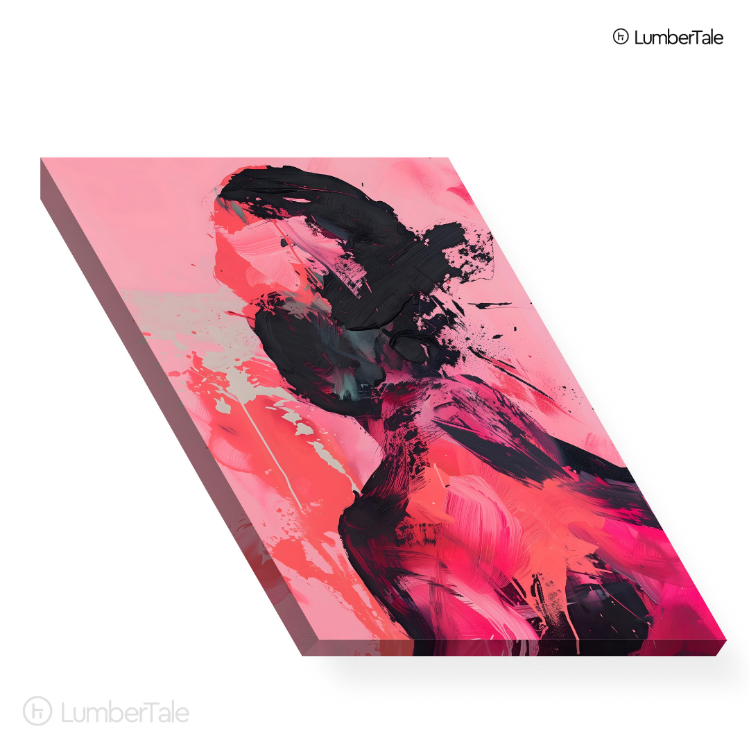 What the Heart Can’t Say – Abstract Emotion in Crimson & Charcoal – Stretched Canvas for Contemporary Homes, Art-Led Interiors & Emotional Minimalism