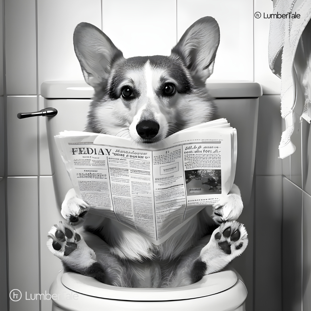 Pawperazzi Privacy – The Toilet Corgi Chronicles – Stretched Canvas for Loo Laughs, Guest Bathrooms & Dog-Loving Homes