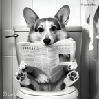 Pawperazzi Privacy – The Toilet Corgi Chronicles – Stretched Canvas for Loo Laughs, Guest Bathrooms & Dog-Loving Homes