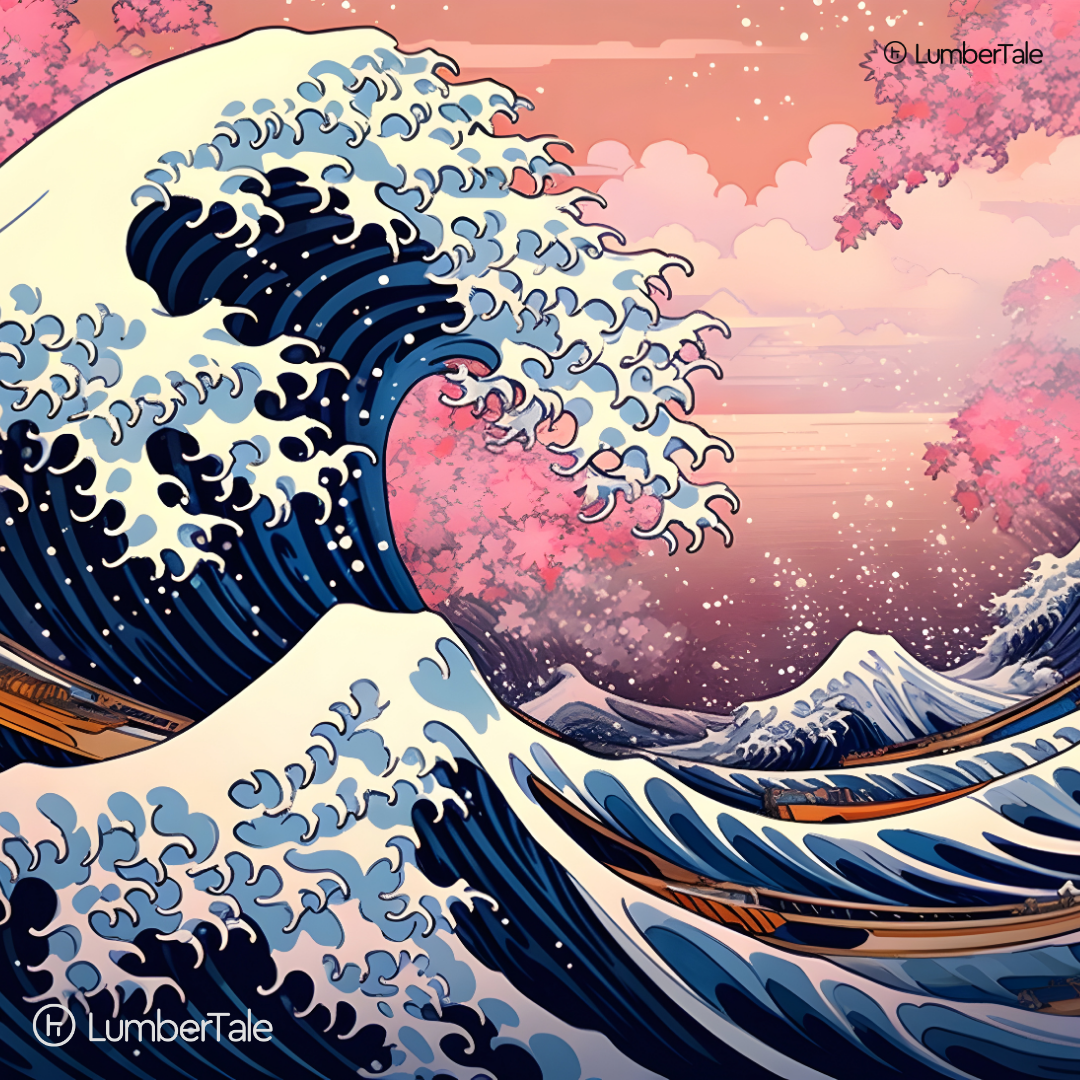 The Great Bloom Wave – Hokusai Meets Hanami – Stretched Canvas for Zen Corners, Statement Walls & Collectors of Cool
