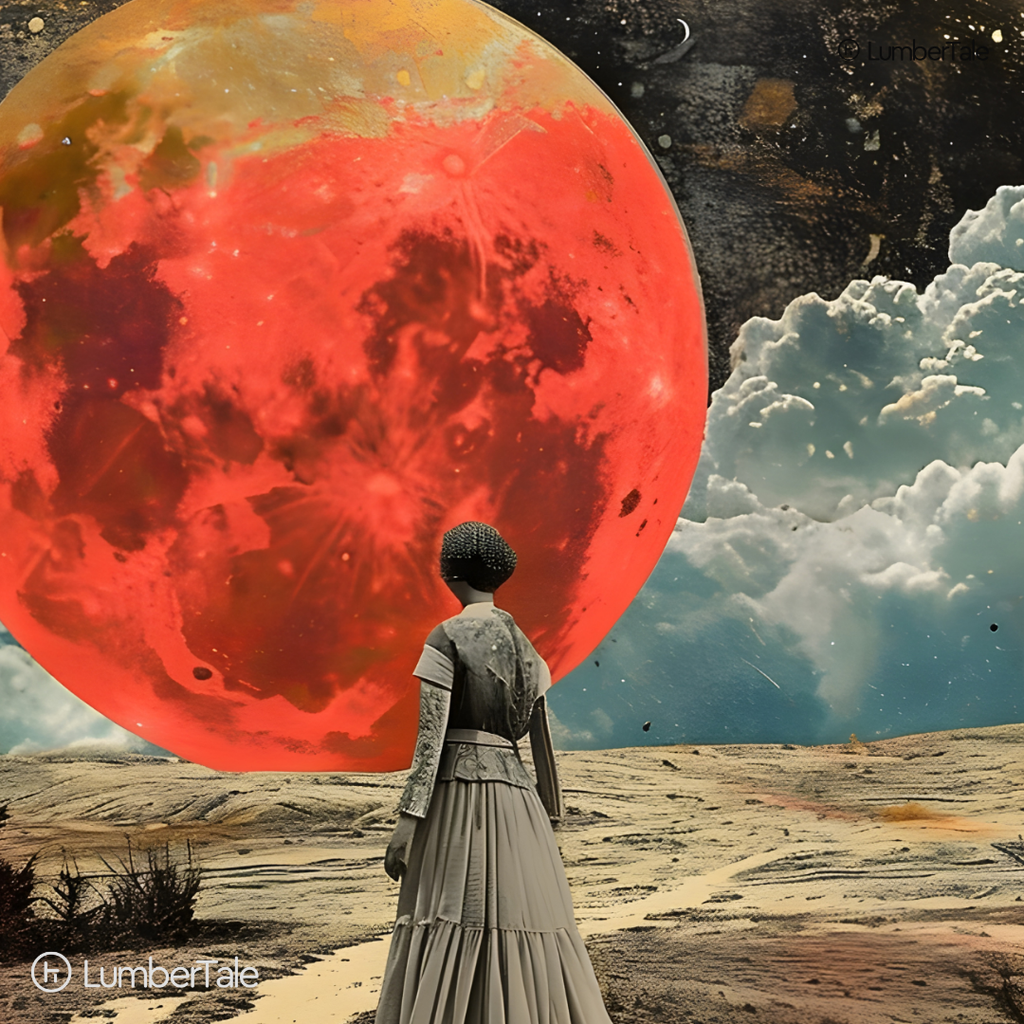 Red Moon Rising – Victorian Meets Sci-Fi – Stretched Canvas for Dreamers, Rebels & Cosmic Romantics