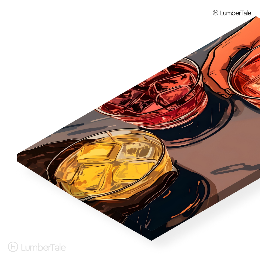 Neat & On the Rocks – The Art of the Pour – Stretched Canvas for Bars, Lounges & Conversation Corners