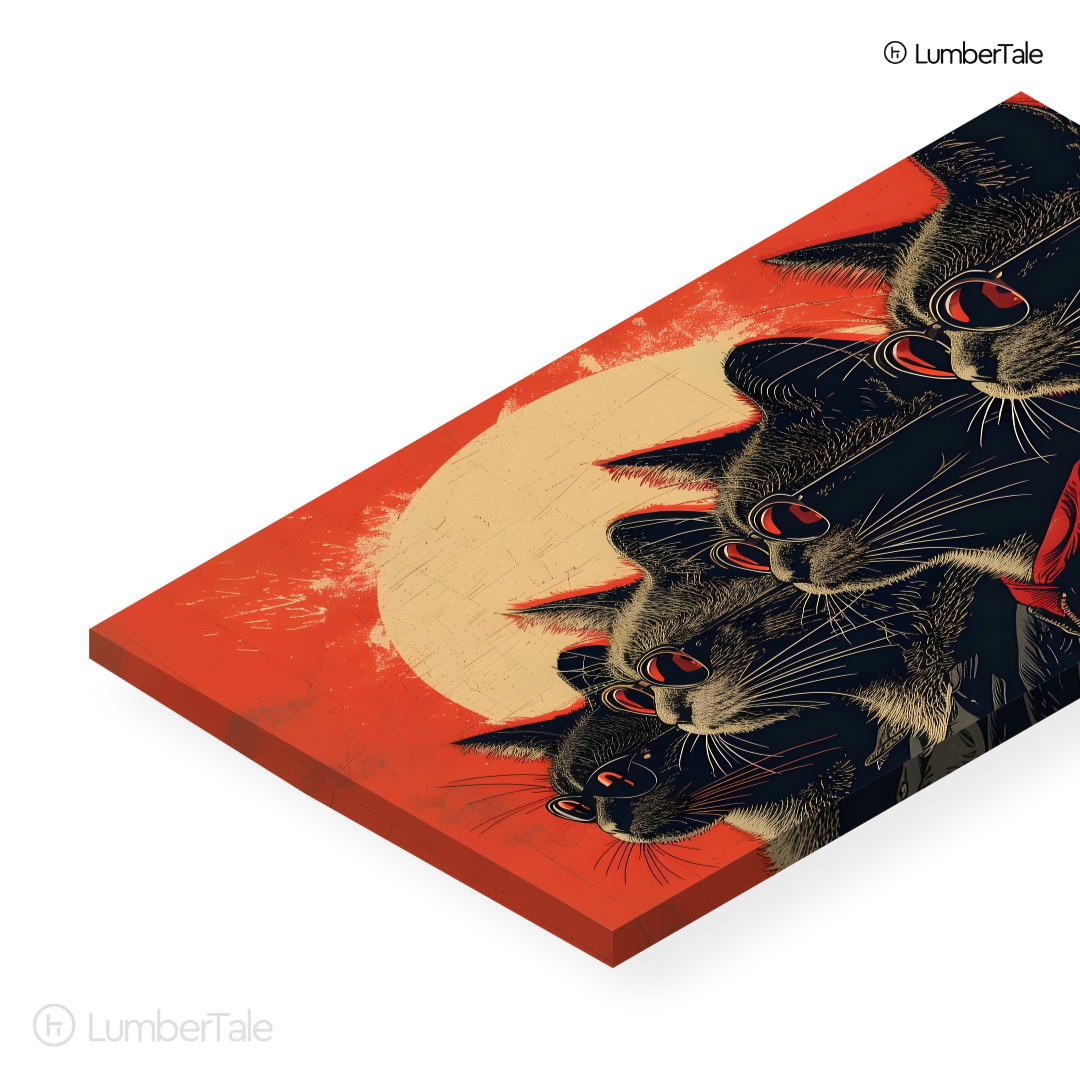 The Meowbassadors – Cats, Coolness & Crimson Vibes – Stretched Canvas for Rebels With Claws