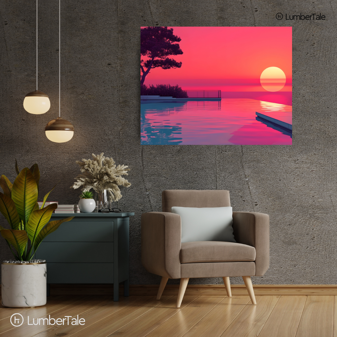 Neon Mirage – Sunset Soaked Infinity Bliss – Stretched Canvas for Chill Seekers