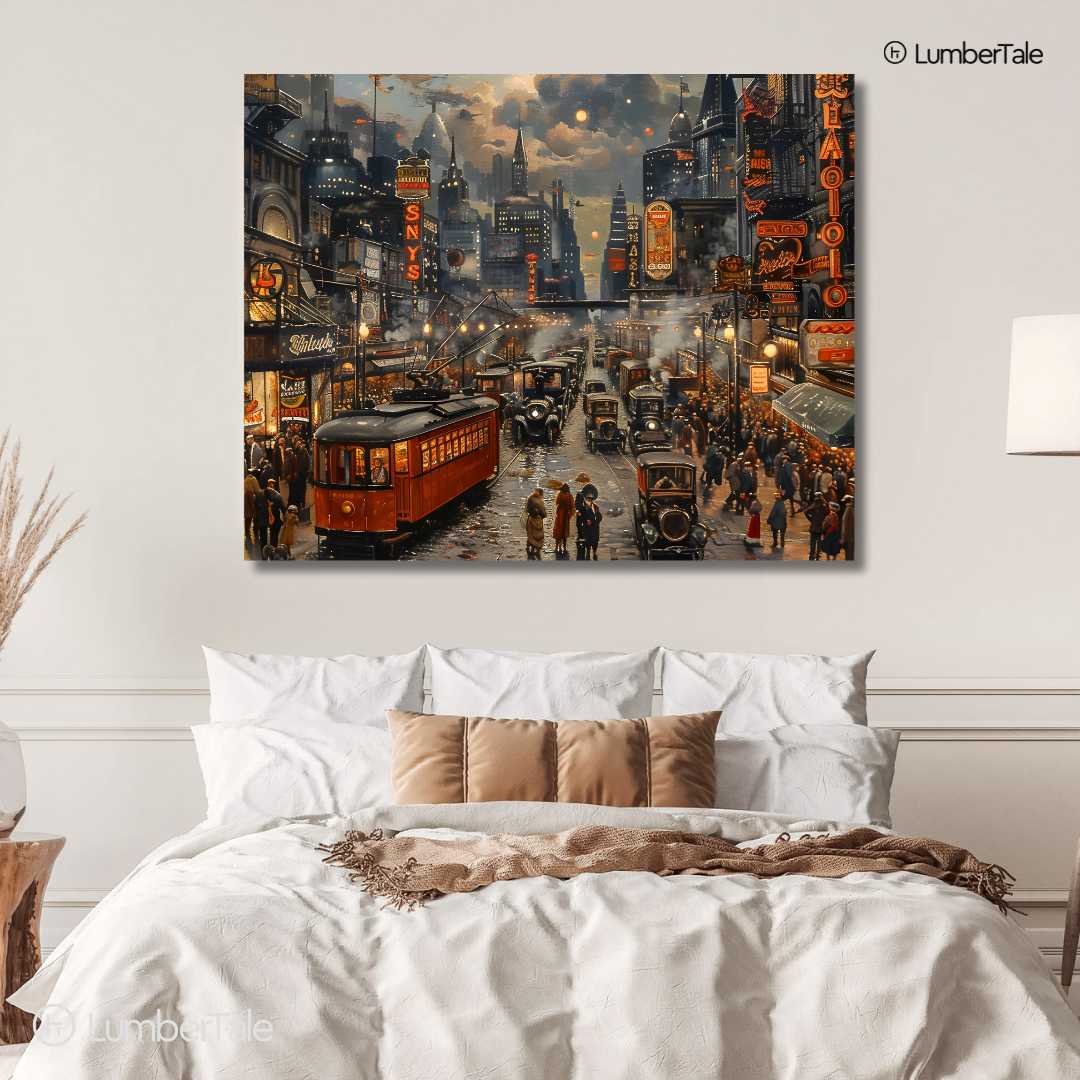 Smoke & Glamour – Jazz Age Jams – Retro NYC Canvas for Urban Nostalgia