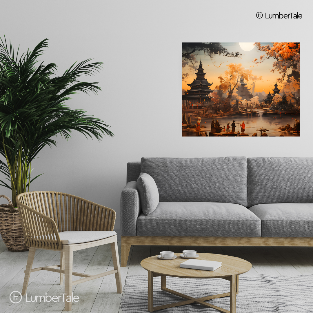 Midnight Monastery – Moonlit Tranquility on Stretched Canvas
