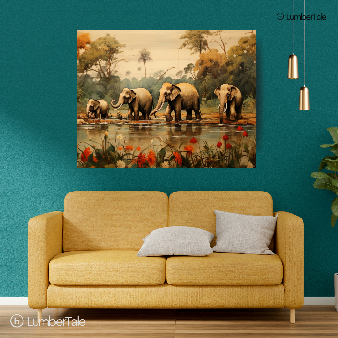 Trunk Tales – Gentle Giants March on Stretched Canvas