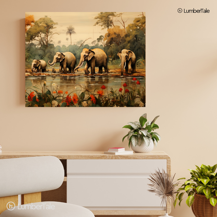 Trunk Tales – Gentle Giants March on Stretched Canvas