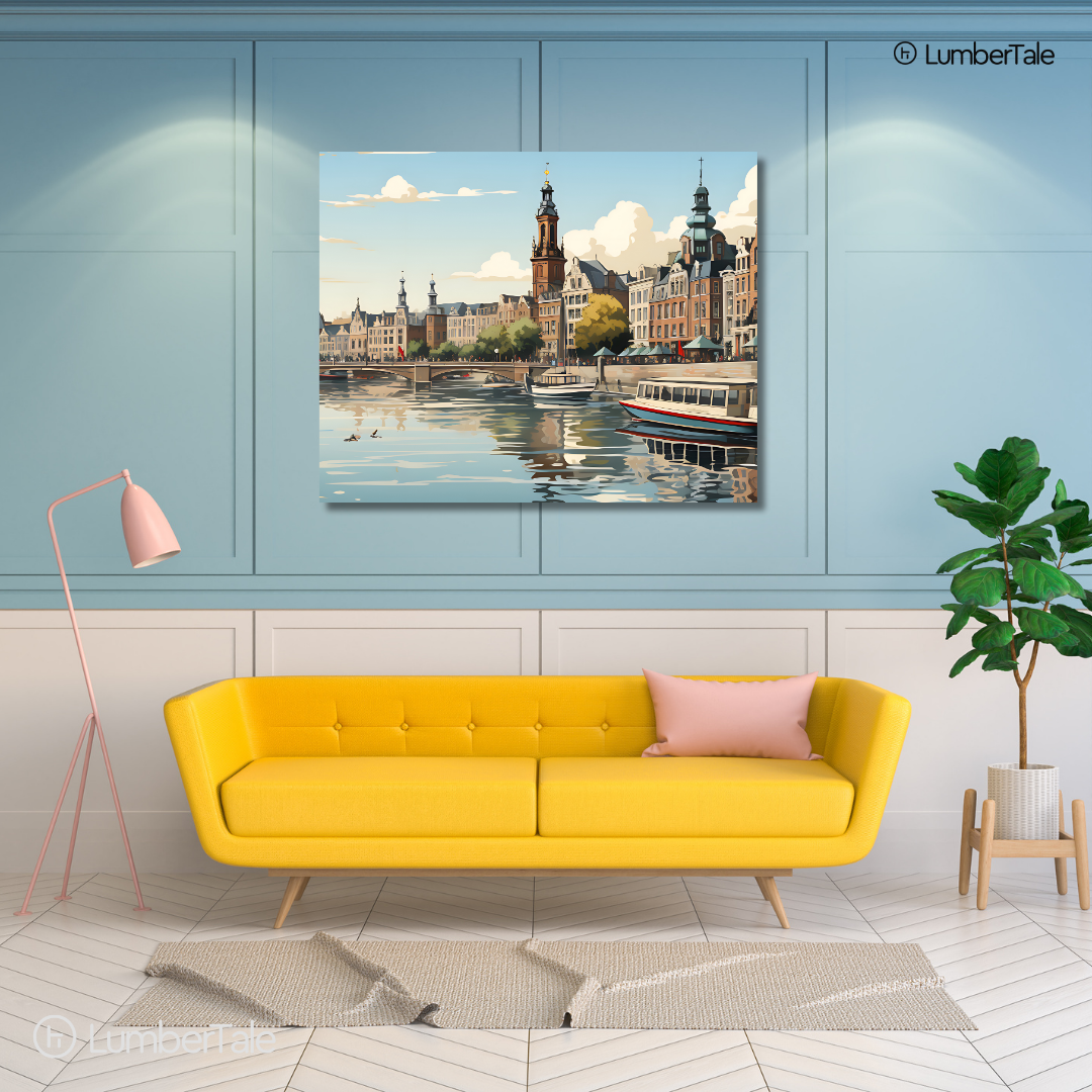 Boat Goals – Iconic Amsterdam Canals on Stretched Canvas