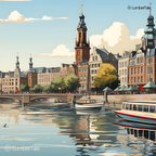 Boat Goals – Iconic Amsterdam Canals on Stretched Canvas