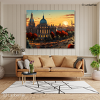 Dome Dreams – Golden Hour Over the City on Stretched Canvas