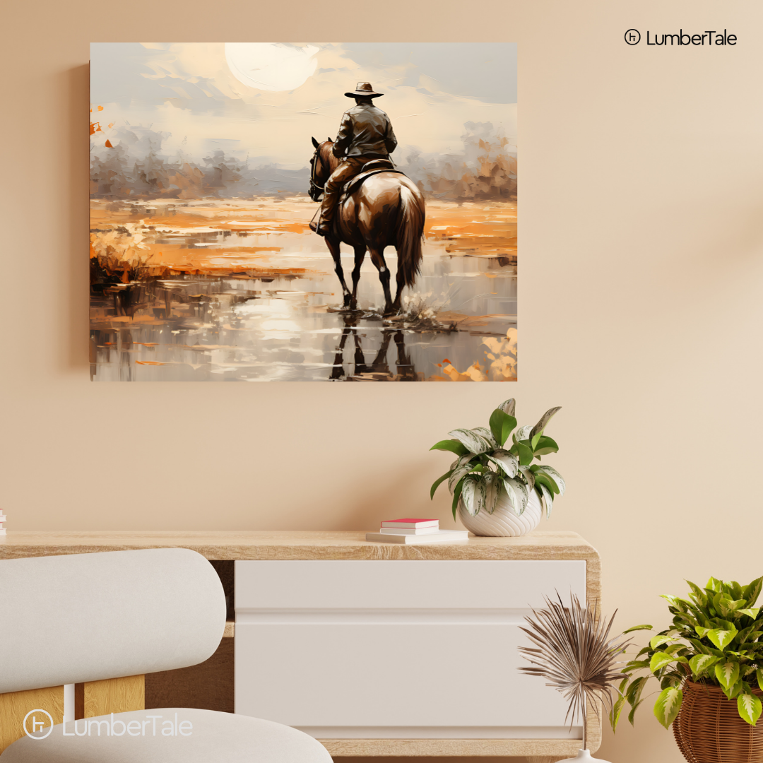 Saddle Up – Sunset Gallop on Stretched Canvas