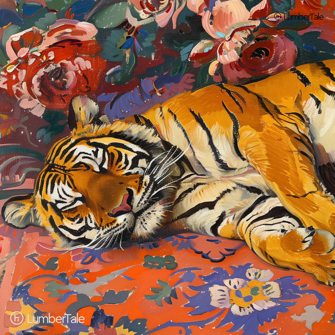 Paws & Petals – Tiger Dreams on Stretched Canvas