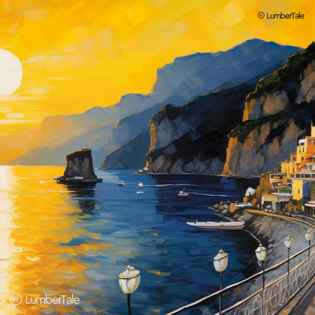 Seas the Sunset – Cliffside Boardwalk on Stretched Canvas