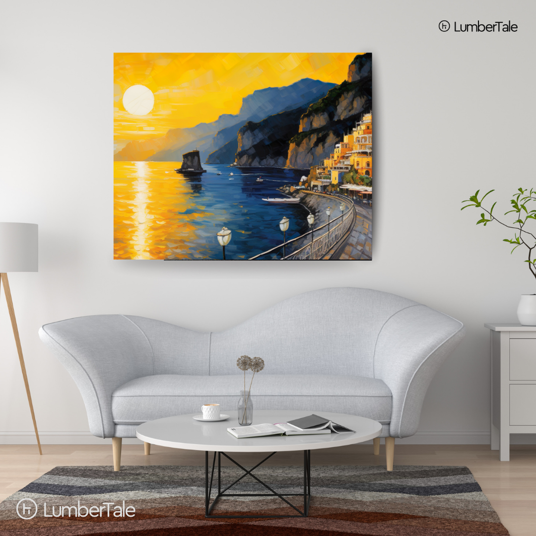 Seas the Sunset – Cliffside Boardwalk on Stretched Canvas