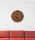 Brown Peace Buddha Spiritual 3D Wooden Art Crafted Wall Hanging Sculpture For Home Decor