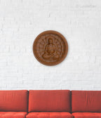 Brown Peace Buddha Spiritual 3D Wooden Art Crafted Wall Hanging Sculpture For Home Decor