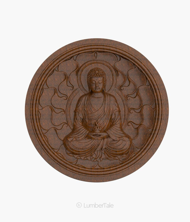 Brown Peace Buddha Spiritual 3D Wooden Art Crafted Wall Hanging Sculpture For Home Decor Main Image